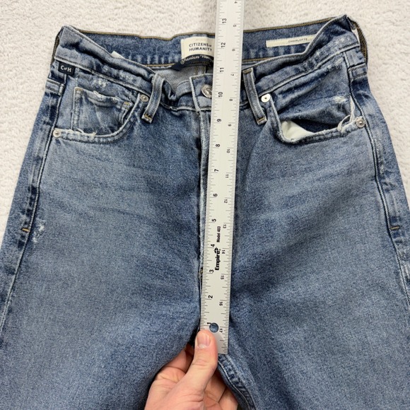 Citizens of Humanity Charlotte High Rise Straight Leg Jeans Blue 25 Distressed - Picture 5 of 10